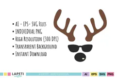 Christmas reindeer faces with playful antlers and festive details