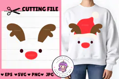 Cute Reindeer SVG Christmas cartoon kawaii clipart Product Image 1