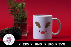 Cute Reindeer SVG Christmas cartoon kawaii clipart Product Image 2