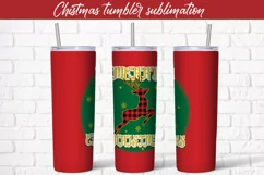 Tumbler sublimation Christmas reindeer buffalo plaid design Product Image 1