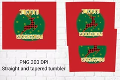 Tumbler sublimation Christmas reindeer buffalo plaid design Product Image 2