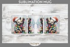 Christmas Rhino v2 Entangled in Lights Mug Wrap Sublimation Product Image 1