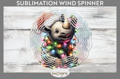 Christmas Rhino v2 Entangled in Lights Wind Spinner PNG Product Image 1