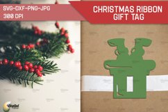Santa Paper Cut. Christmas Ribbon Gift Tag SVG Product Image 1
