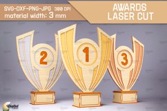 3D Awards Laser Cut. Sports Trophies SVG. 3D Reward Product Image 1