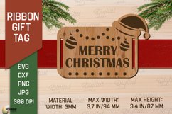 Merry XMas SVG. Christmas Ribbon Gift Tag Laser Cut. Product Image 1