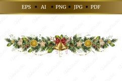 Christmas fir garland with festive decor. Christmas element. Product Image 1