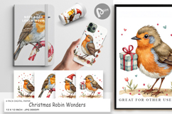 Christmas Robin Wonders Digital Paper Product Image 1