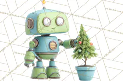 Christmas Robot Clipart PNG, Fun Christmas Png Product Image 2