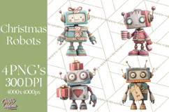 Christmas Robot Clipart PNG, Fun Christmas Png Product Image 1