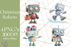 Christmas Robot Clipart PNG, Fun Christmas Png Product Image 1