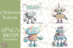 Christmas Robot Clipart PNG, Fun Christmas Png Product Image 1