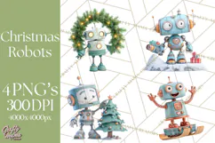 Christmas Robot Clipart PNG, Fun Christmas Png Product Image 1