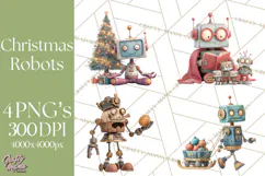 Christmas Robot Clipart PNG, Fun Christmas Png Product Image 1