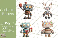 Christmas Robot Clipart PNG, Fun Christmas Png Product Image 1