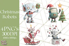 Christmas Robot Clipart PNG, Fun Christmas Png Product Image 1