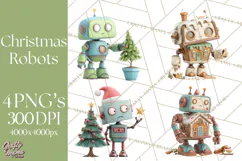 Christmas Robot Clipart PNG, Fun Christmas Png Product Image 1
