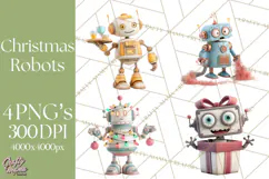 Christmas Robot Clipart PNG, Fun Christmas Png Product Image 1