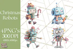 Christmas Robot Clipart PNG, Fun Christmas Png Product Image 1
