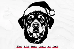 Christmas Rottweiler Dog in Santa Hat SVG | Rottie Xmas Product Image 1