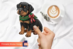 Christmas Rottweiler Puppy Sticker, Christmas Dog Sticker Product Image 1