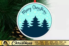Merry Christmas Round Ornament SVG Christmas Door Sign SVG Product Image 1