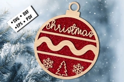 Christmas Round Ornament Laser Cut SVG DXF EPS PDF File Product Image 1