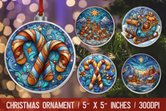 Christmas Round Ornament | Ornament PNG Sublimation Design Product Image 1