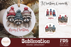farmhouse animals Christmas sublimation png designs being used as Christmas ornaments for christmas tree decor and Christmas gifts