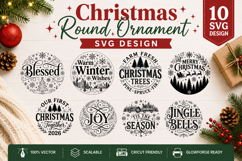 Christmas Round Ornament SVG Design | 10 Christmas SVG Files Product Image 1