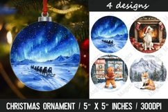 Christmas round ornaments sublimation design Product Image 1