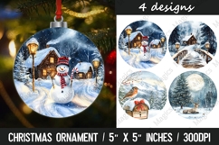 Christmas round ornaments sublimation design Product Image 1