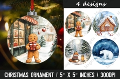 Christmas round ornaments sublimation design Product Image 1