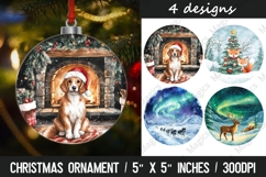 Christmas round ornaments sublimation design Product Image 1