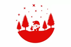 Christmas Round Scene SVG, Christmas Round SVG Design Product Image 2