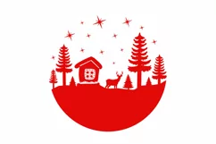 Christmas Round Scene SVG, Christmas Round SVG Design Product Image 2