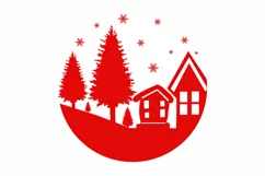 Christmas Round Scene SVG, Christmas Round SVG Design Product Image 2