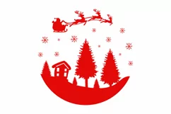 Christmas Round Scene SVG, Christmas Round SVG Design Product Image 2