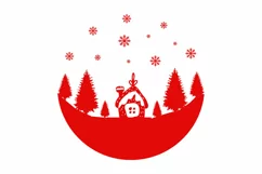 Christmas Round Scene SVG, Christmas Round SVG Design Product Image 2