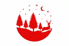 Christmas Round Scene SVG, Christmas Round SVG Design Product Image 2