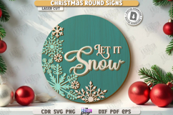 Christmas Round Sign Laser Cut|Winter Wall Decor|Door Hanger Product Image 1