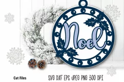 Christmas Ornament SVG| Noel SVG| New Year Sign Laser Cut