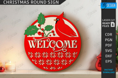 Christmas Round Sign Laser Cut|Winter Wall Decor|Door Hanger Product Image 1