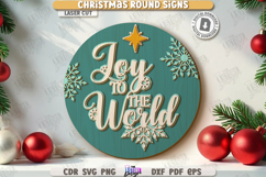 Christmas Round Sign Laser Cut|Winter Wall Decor|Door Hanger Product Image 1