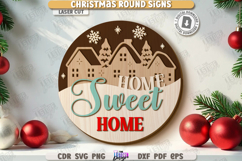 Christmas Round Sign Laser Cut|Winter Wall Decor|Door Hanger Product Image 1