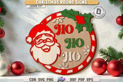 Christmas Round Sign Laser Cut|Winter Wall Decor|Door Hanger Product Image 1