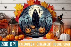 Halloween Round Sign Design PNG Perfect for Spooky Season Product Image 1