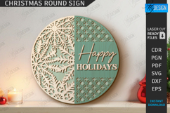 Christmas Round Sign Laser Cut|Winter Wall Decor|Door Hanger Product Image 1