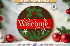 Christmas Round Sign Laser Cut|Winter Wall Decor|Door Hanger Product Image 1