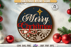 Christmas Round Signs Laser Cut Bundle, Round Layered Signs Product Image 11